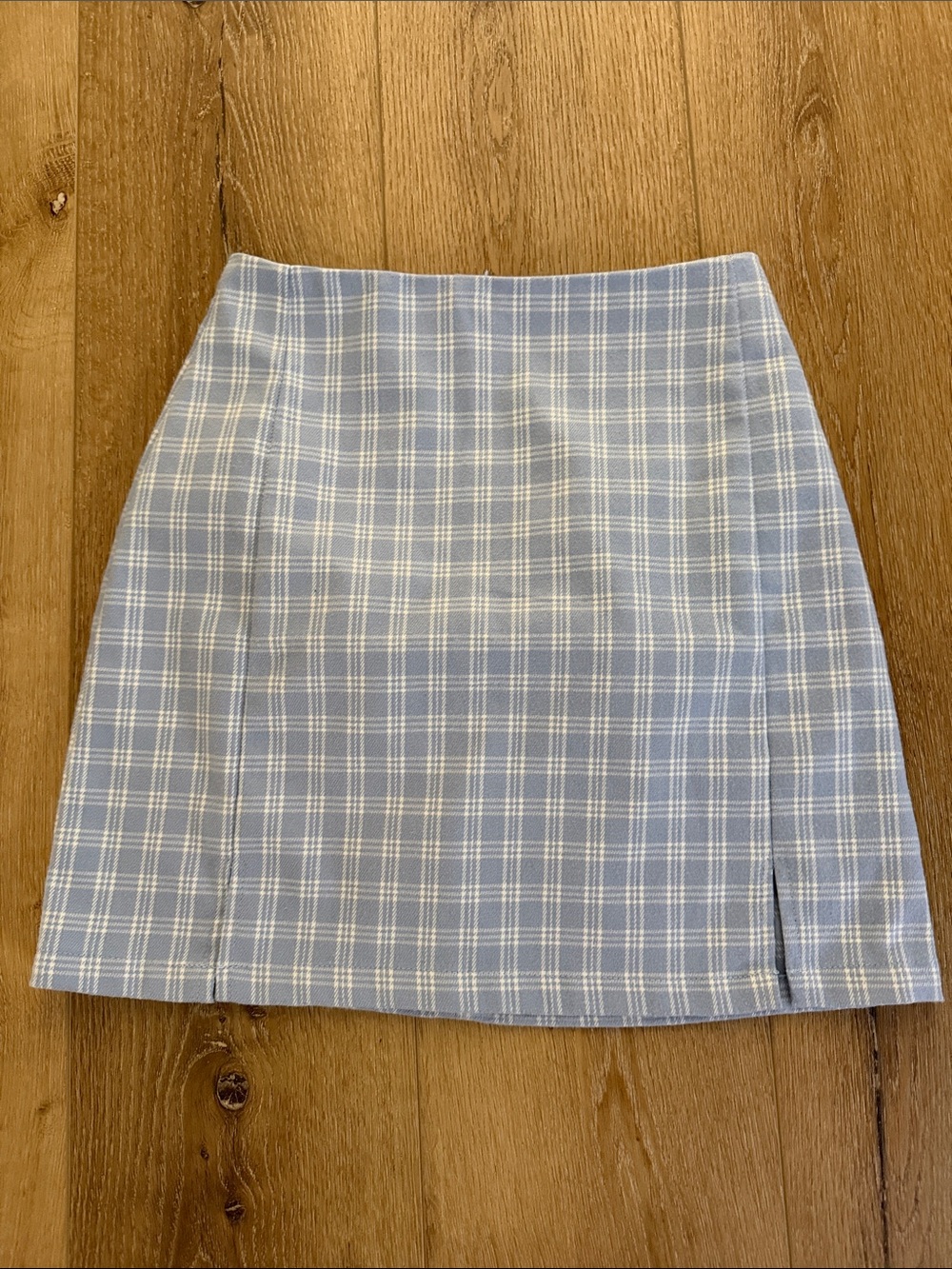 Brandy Melville Light Blue Plaid Mini Skirt